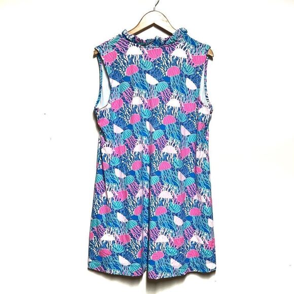 NWOT Lulu B Lulu B Open Cut Dress Ruffle Jelly Fish Print Sz 1X - Picture 2 of 7